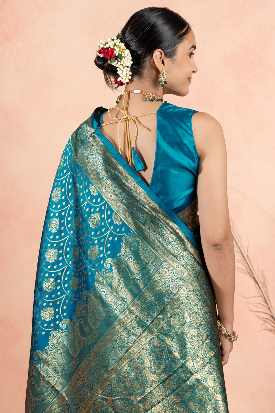 Sophisticated Golden Zari Silk