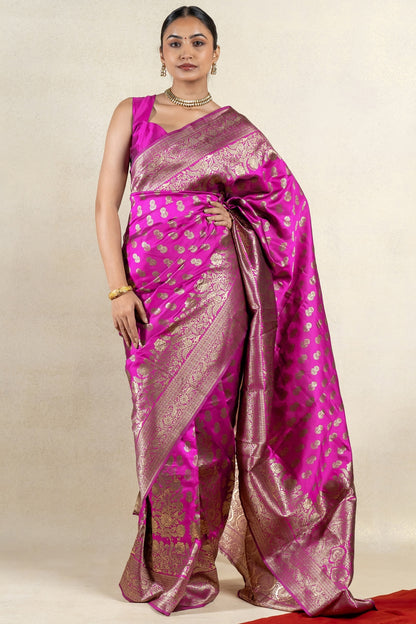 Golden Blossom Banarsi Silk Saree