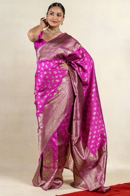 Golden Blossom Banarsi Silk Saree