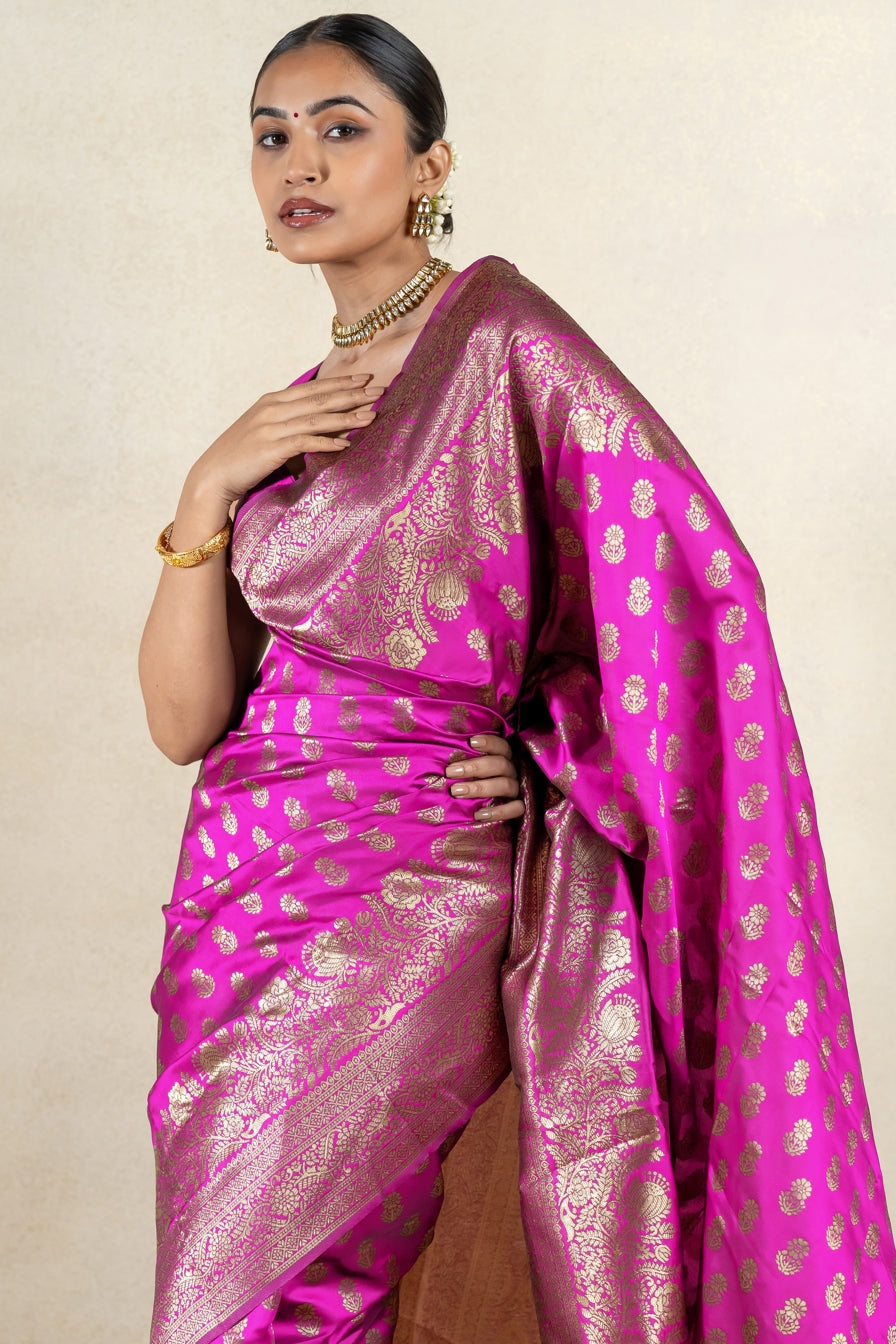 Golden Blossom Banarsi Silk Saree