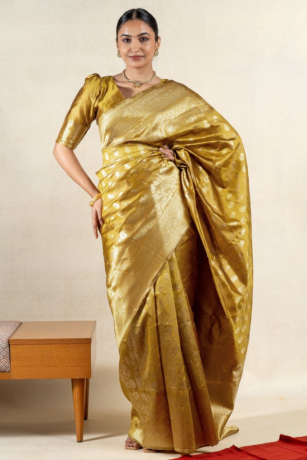 Golden Blossom Banarsi Silk Saree