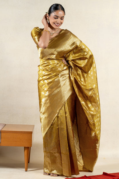 Golden Blossom Banarsi Silk Saree