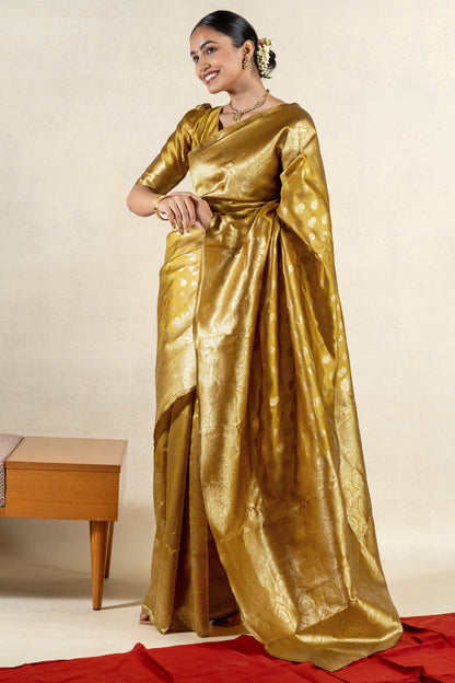 Golden Blossom Banarsi Silk Saree