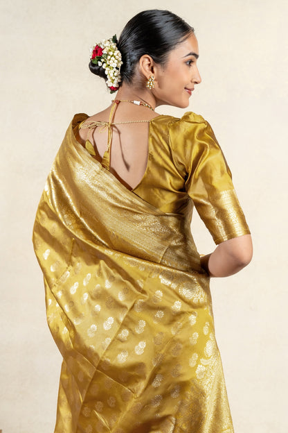 Golden Blossom Banarsi Silk Saree