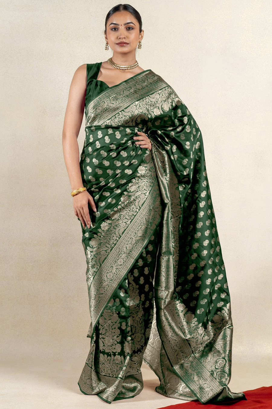 Golden Blossom Banarsi Silk Saree