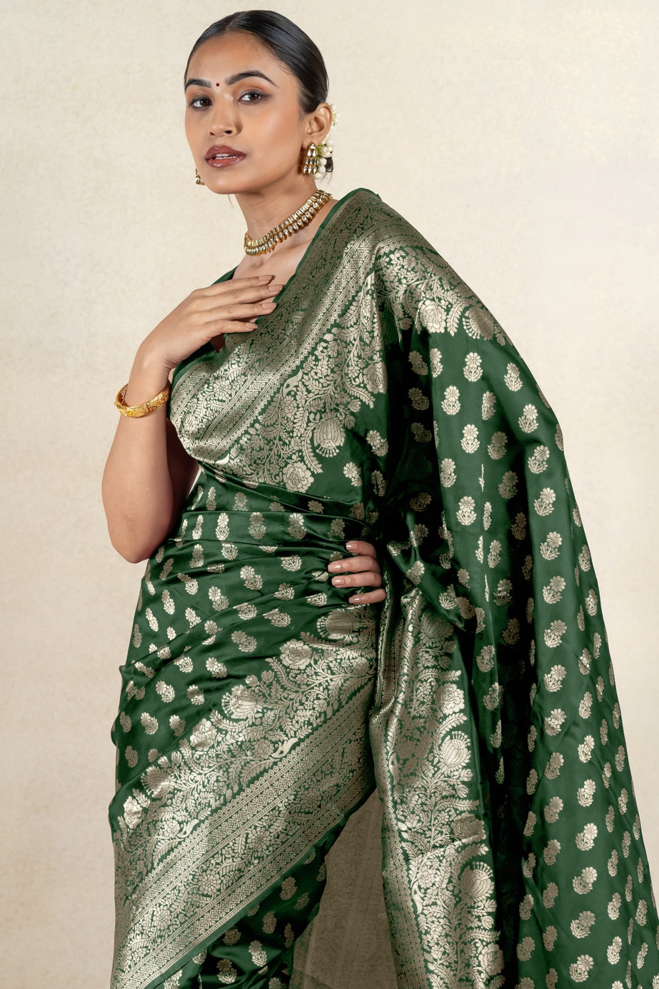 Golden Blossom Banarsi Silk Saree