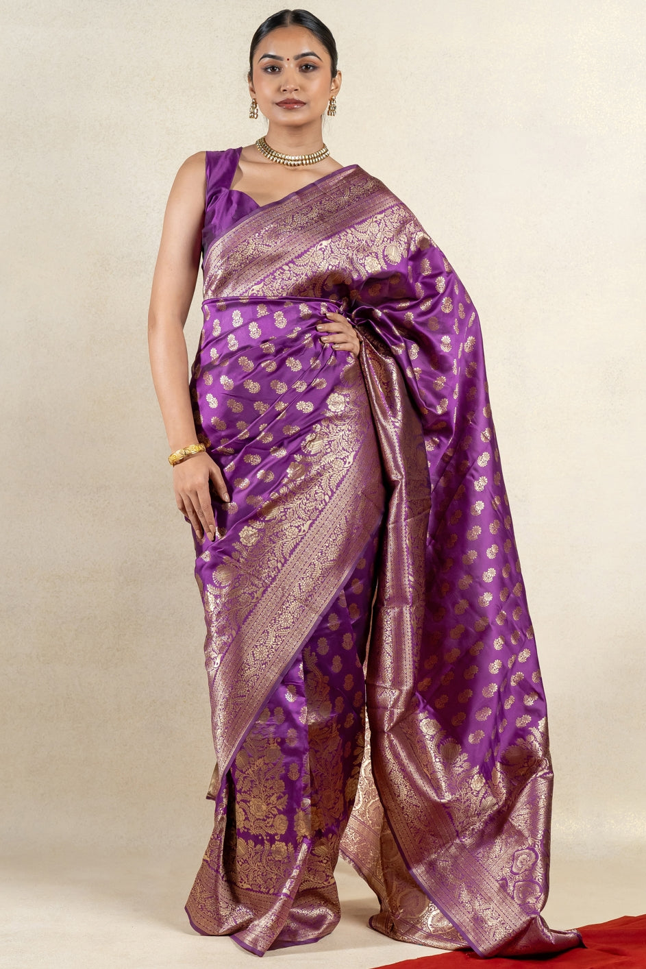 Golden Blossom Banarsi Silk Saree