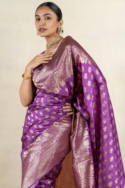 Golden Blossom Banarsi Silk Saree