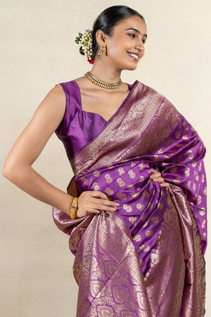 Golden Blossom Banarsi Silk Saree