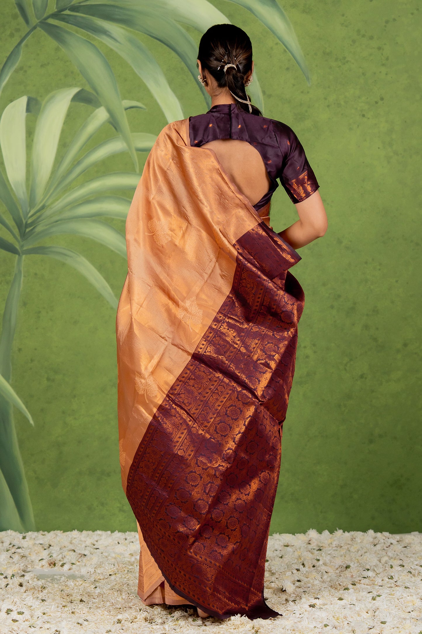 Copper Zari Woven Design Silk Blend Saree