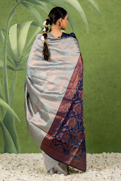 Copper Zari Woven Design Silk Blend Saree