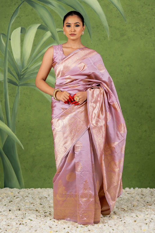 Golden Zari Woven Design Silk Blend Saree