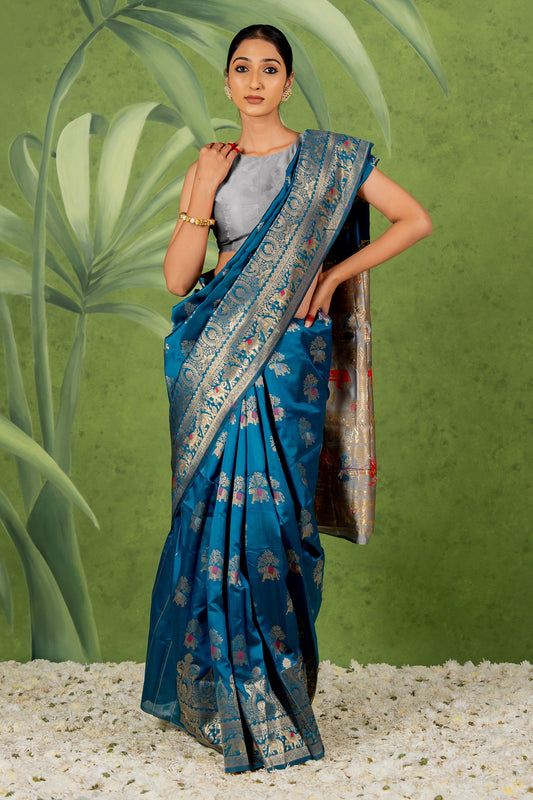 Elegant Woven Design Silk Blend Saree