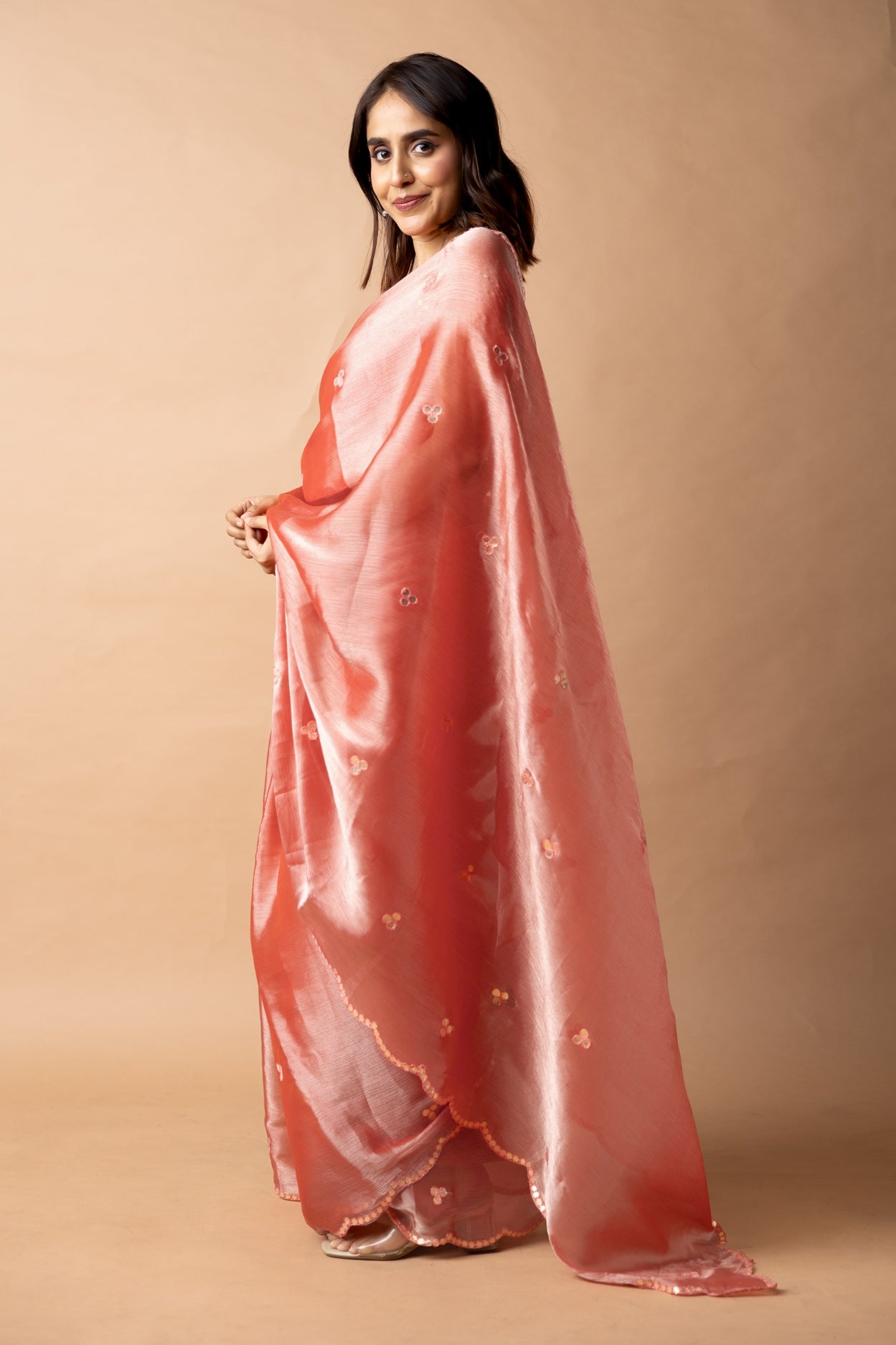 Trendy Mirror Work Jimmy Choo (Organza) Saree