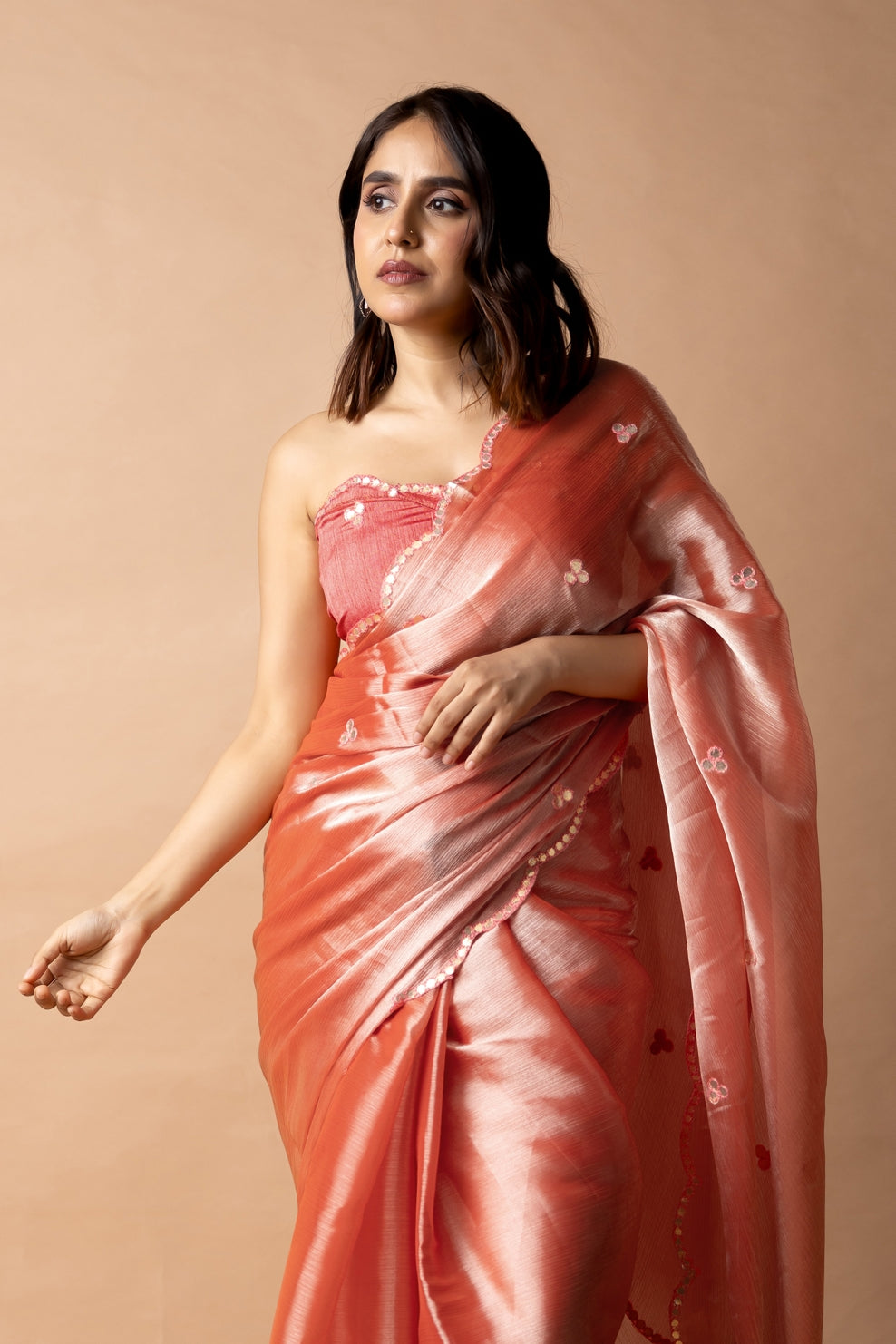 Trendy Mirror Work Jimmy Choo (Organza) Saree