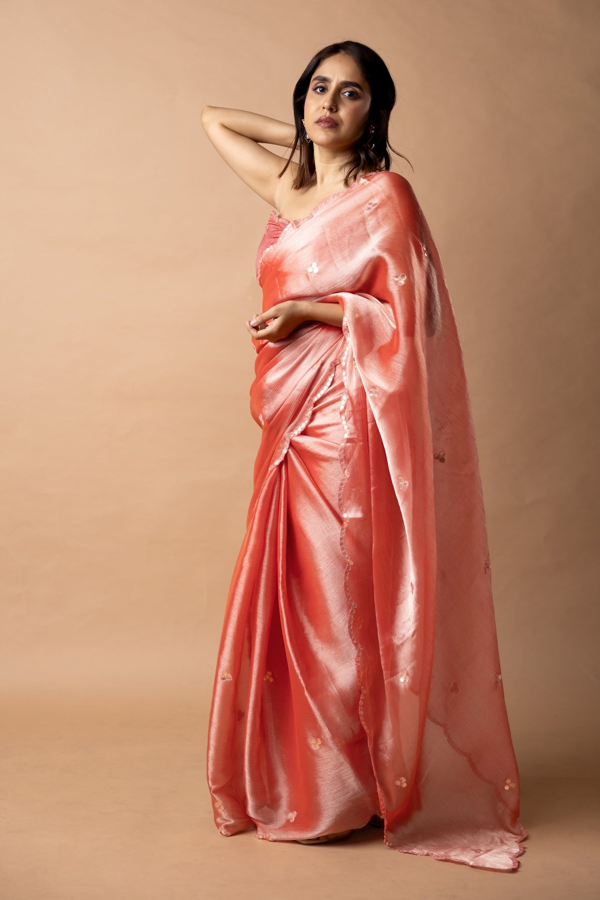 Trendy Mirror Work Jimmy Choo (Organza) Saree