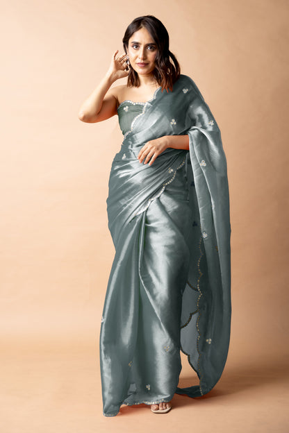Trendy Mirror Work Jimmy Choo (Organza) Saree
