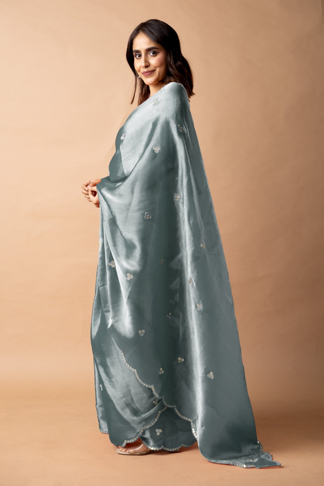 Trendy Mirror Work Jimmy Choo (Organza) Saree