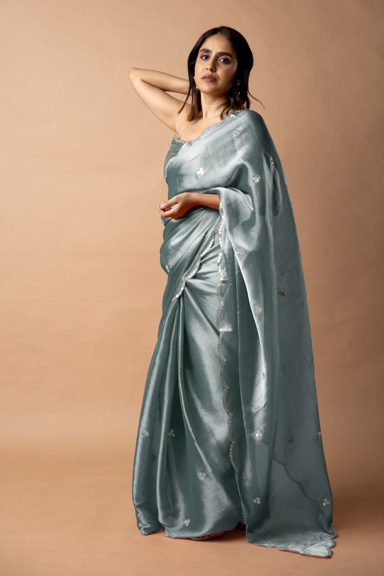 Trendy Mirror Work Jimmy Choo (Organza) Saree