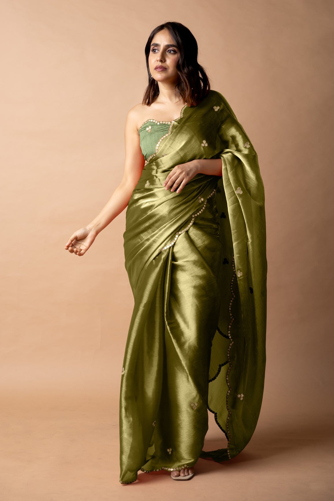 Trendy Mirror Work Jimmy Choo (Organza) Saree