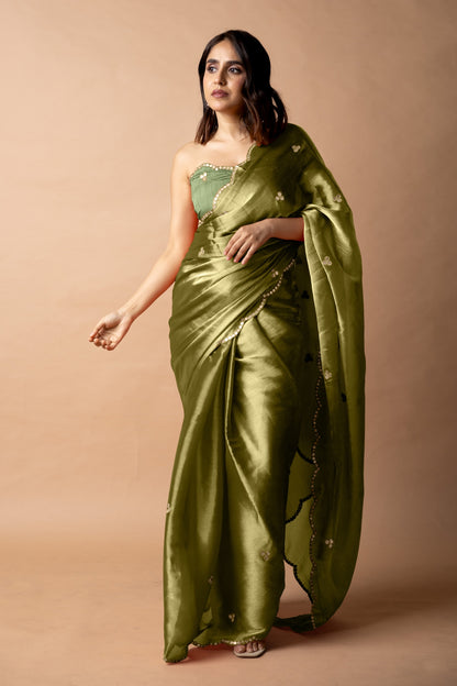 Trendy Mirror Work Jimmy Choo (Organza) Saree