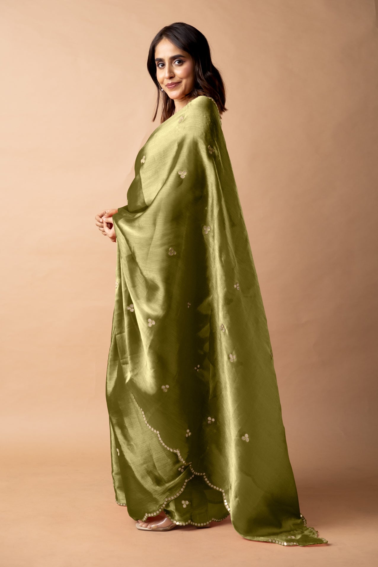 Trendy Mirror Work Jimmy Choo (Organza) Saree