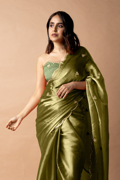 Trendy Mirror Work Jimmy Choo (Organza) Saree