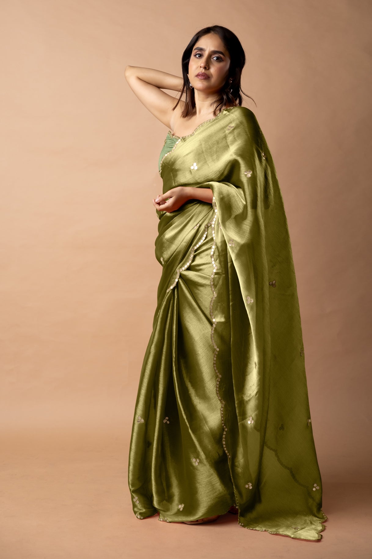 Trendy Mirror Work Jimmy Choo (Organza) Saree