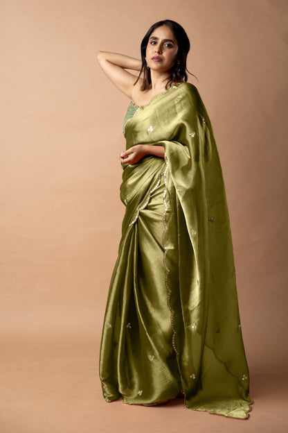 Trendy Mirror Work Jimmy Choo (Organza) Saree