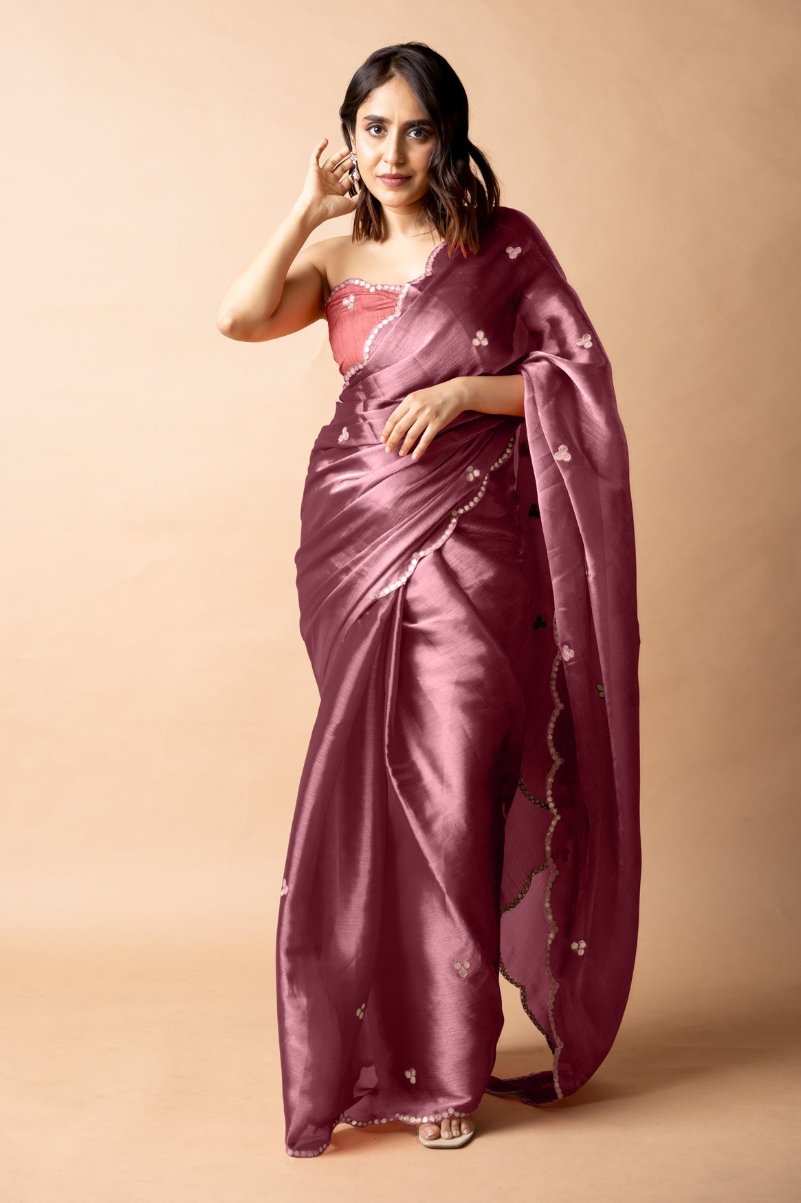 Trendy Mirror Work Jimmy Choo (Organza) Saree