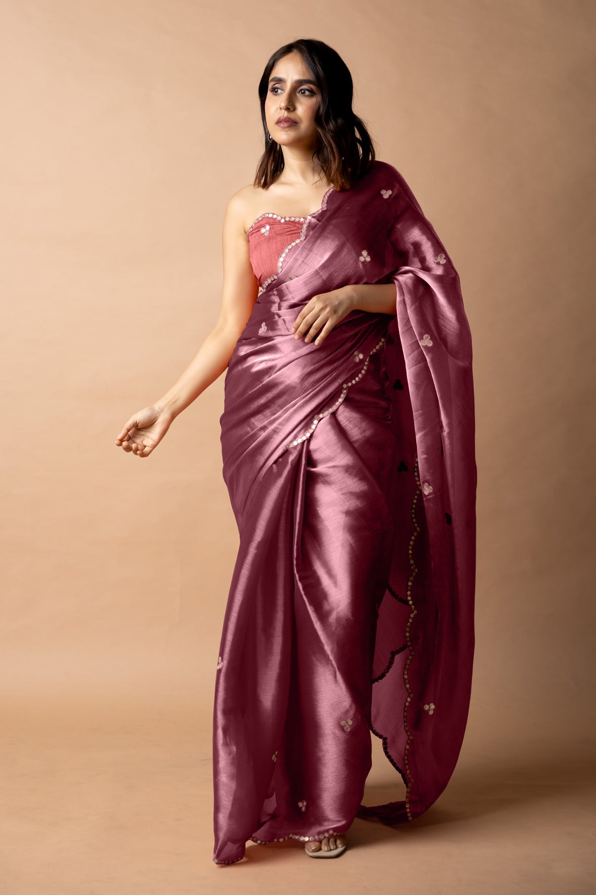 Trendy Mirror Work Jimmy Choo (Organza) Saree
