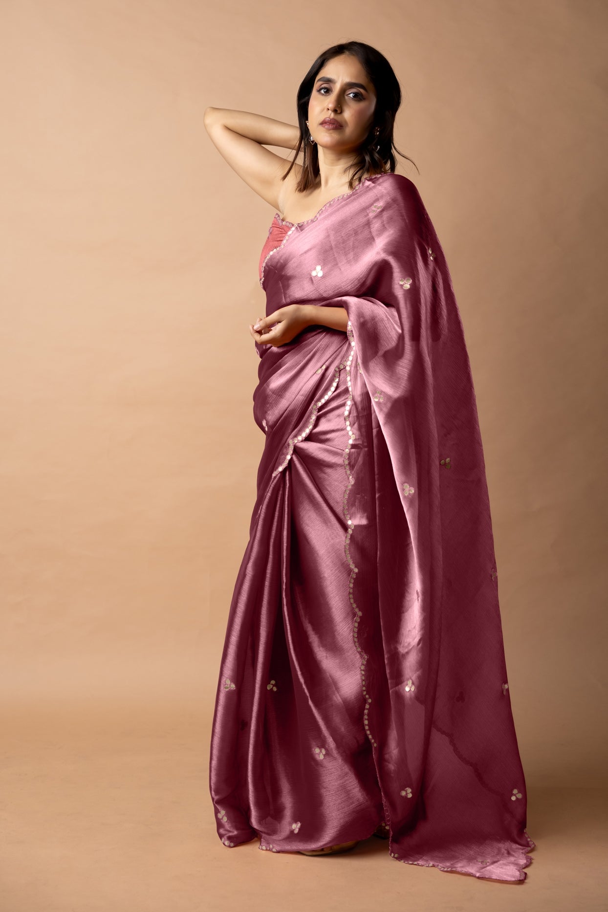 Trendy Mirror Work Jimmy Choo (Organza) Saree