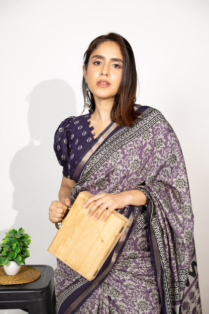 Trendy Floral Printed Viscose Rayon Saree