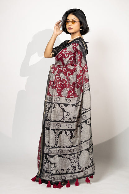 Beautiful Madhubani Printed Viscose Rayon Saree