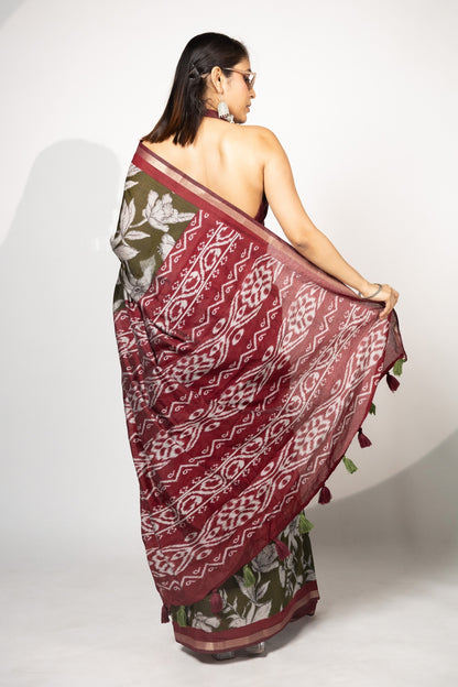 Trendy Floral Printed Viscose Rayon Saree