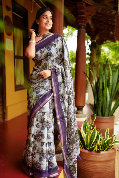 Latest Floral Printed Viscose Rayon Saree