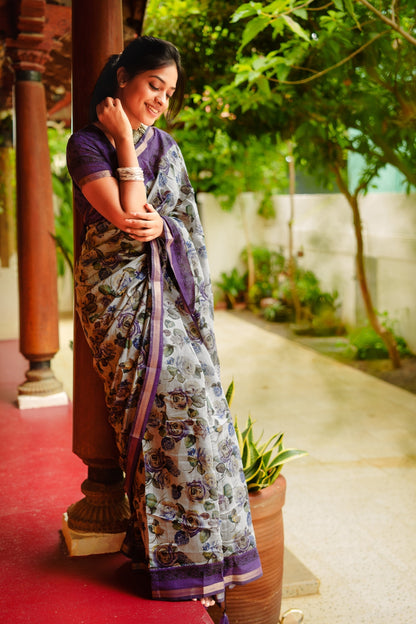 Latest Floral Printed Viscose Rayon Saree