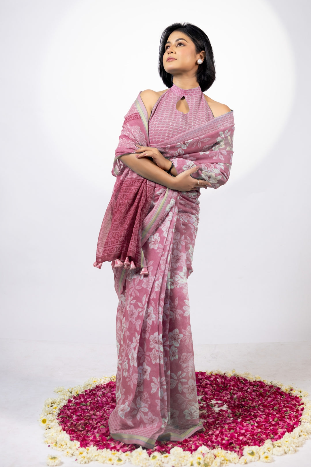 Beautiful Floral Printed Cotton Blend Saree