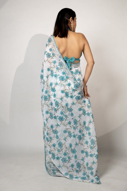 Latest Floral Printed Cotton Blend Saree