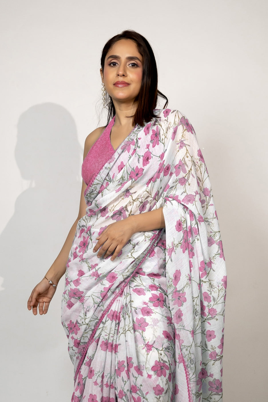 Latest Floral Printed Cotton Blend Saree