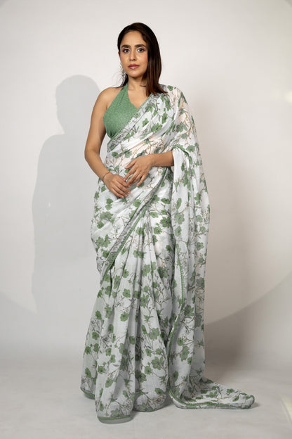 Latest Floral Printed Cotton Blend Saree