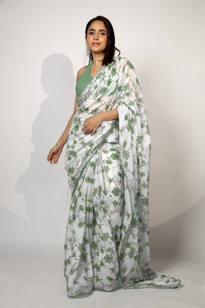 Latest Floral Printed Cotton Blend Saree