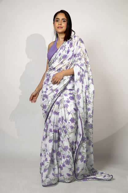 Latest Floral Printed Cotton Blend Saree
