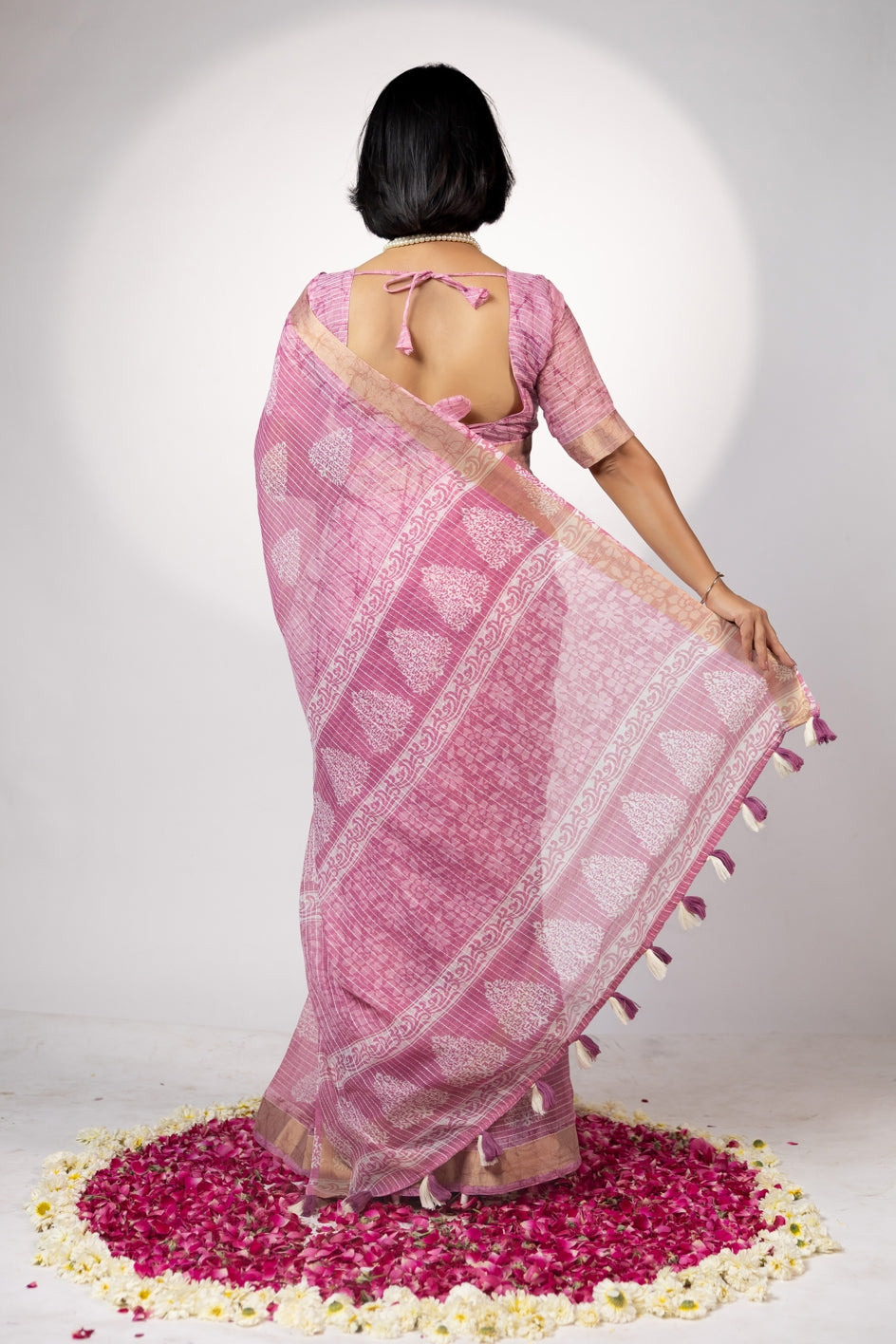 Trendy Block Printed Cotton Blend Saree