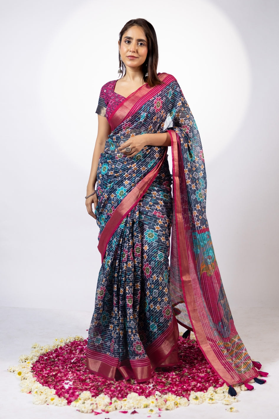Beautiful Aztec Printed Cotton Blend Saree
