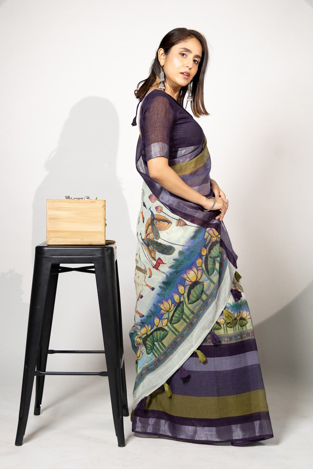 Beautiful Madhubani Printed Cotton Blend Saree