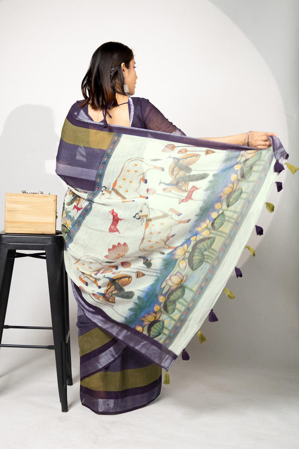 Beautiful Madhubani Printed Cotton Blend Saree