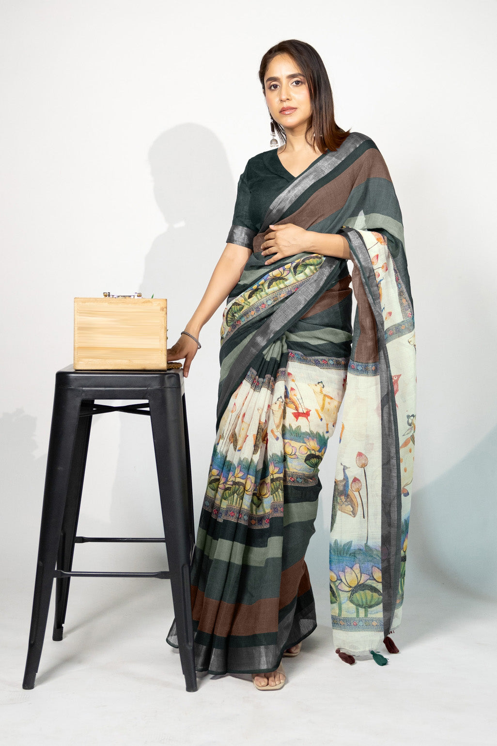 Beautiful Madhubani Printed Cotton Blend Saree