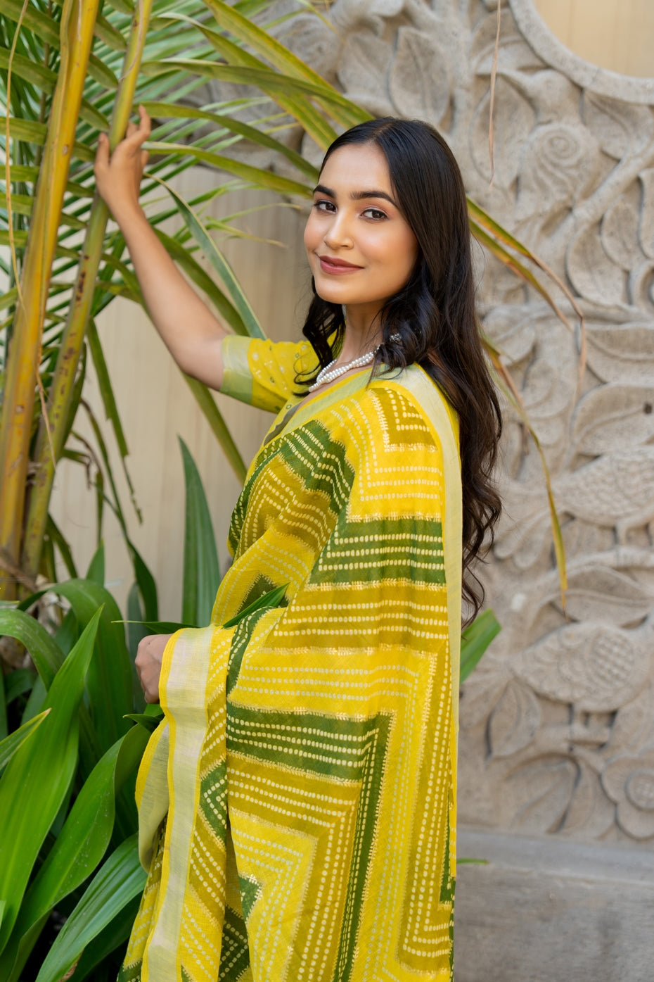 Beautiful Bandhani Printed Cotton blend Saree