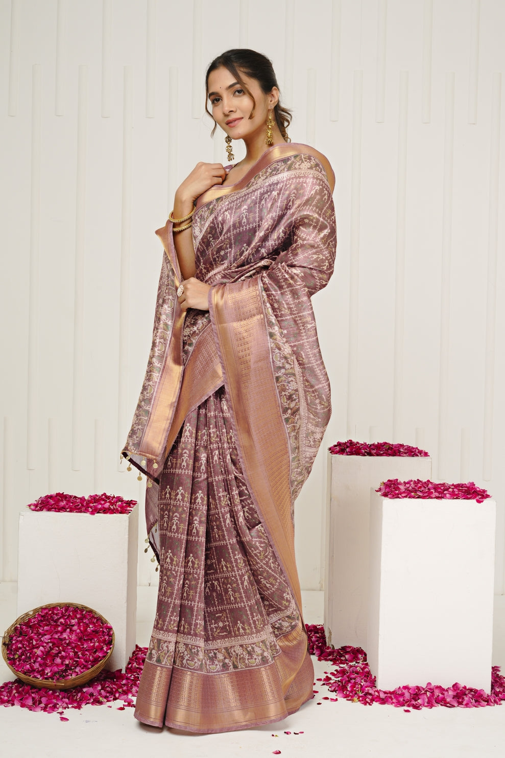 Beautiful Warli Print Cotton Silk Saree with Unstiched Blouse Piece